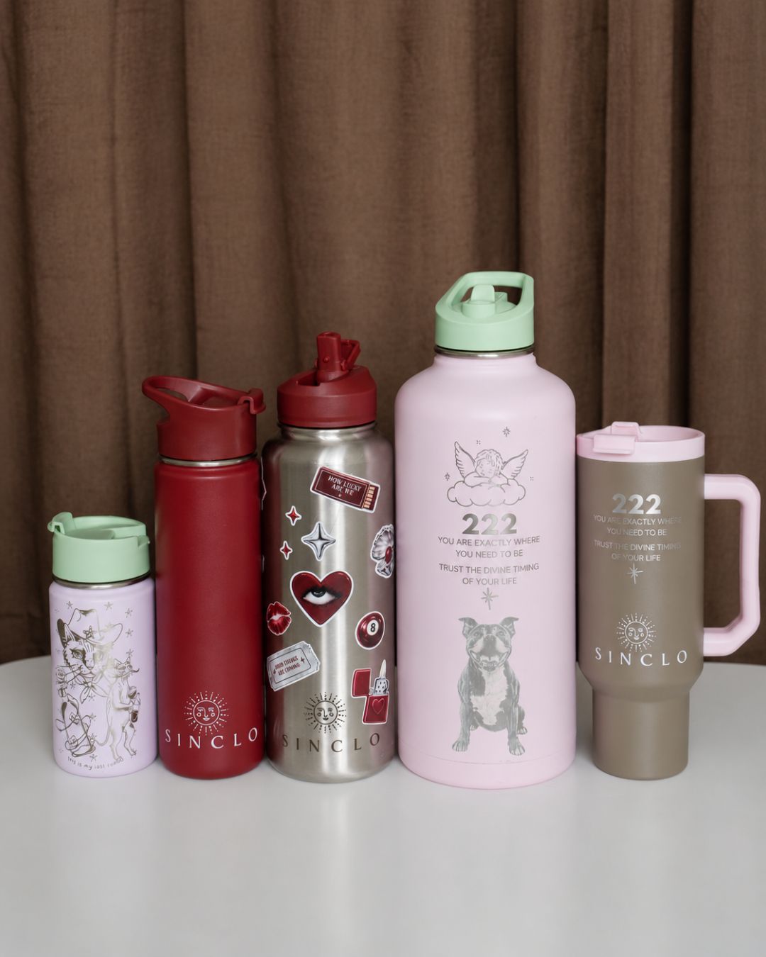 All five Sinclo bottle sizes